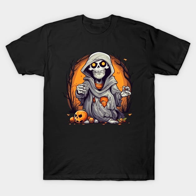 Eerie Halloween Ghoul Art - Spooky Season Delight T-Shirt by Captain Peter Designs